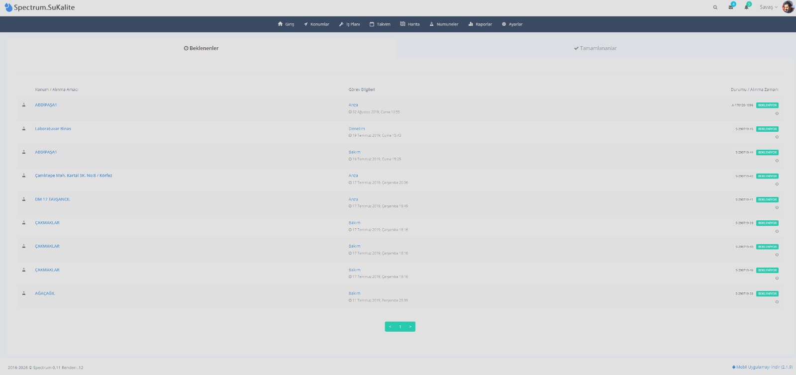 Numune Planlama Harita Arayüzü